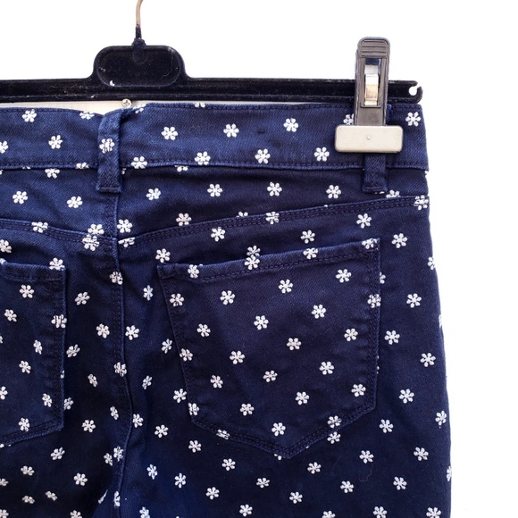 Ann Taylor Navy Embroidered Daisy Skinny Jeans - Picture 3 of 6